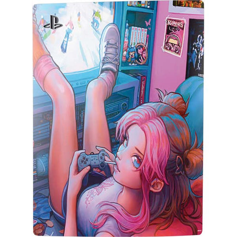 Pink Hair Anime Gamer Girl by Ivy Dolamore PS5 Console Skin